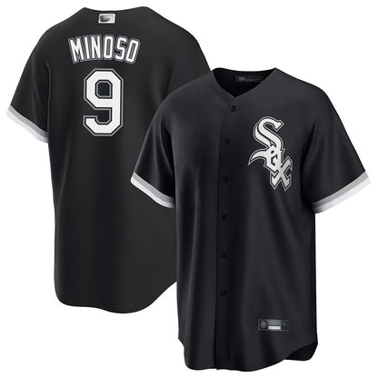 C.White Sox #9 Minnie Minoso Player Black Home Replica Baseball Jerseys