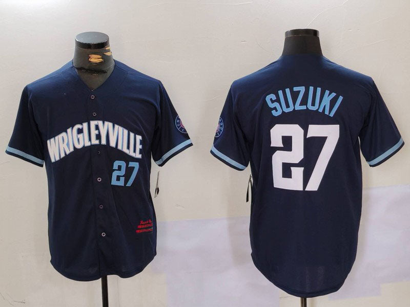 #27 Seiya Suzuki Player C.Cubs Navy City Connect Stitched Baseball Jerseys