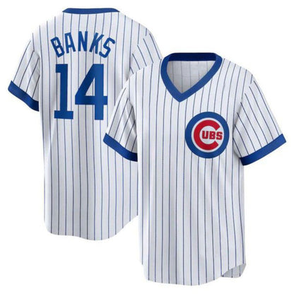 #14 Ernie Banks Player C.Cubs White Home Cooperstown Collection Baseball Jerseys