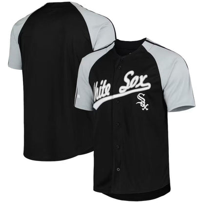 C.White Sox Blank Player Stitches Black Button-Down Raglan Fashion Baseball Jerseys