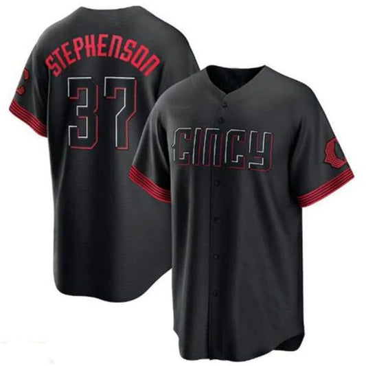 C.Reds #37 Tyler Stephenson Player Black City Connect Replica Baseball Jerseys