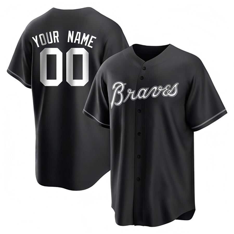 Custom A.Braves Black Game Baseball Jerseys