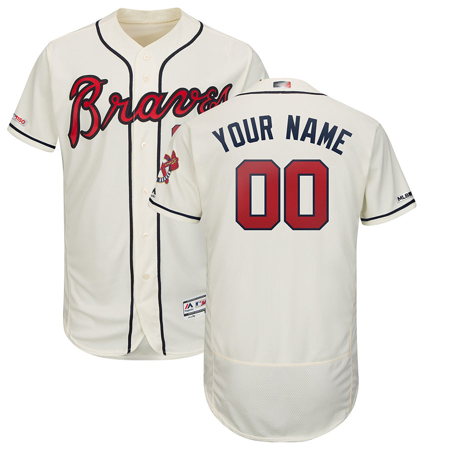 Custom A.Braves Majestic Collection Cream Baseball Jerseys