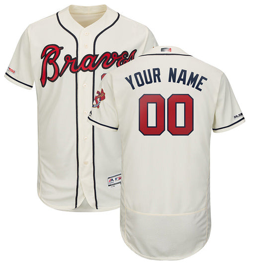 Custom A.Braves Majestic Collection Cream Baseball Jerseys