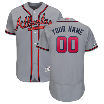 Custom A.Braves Majestic Collection Gray Baseball Jerseys