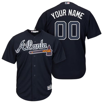 Custom A.Braves Majestic Navy Alternate Game Baseball Jerseys