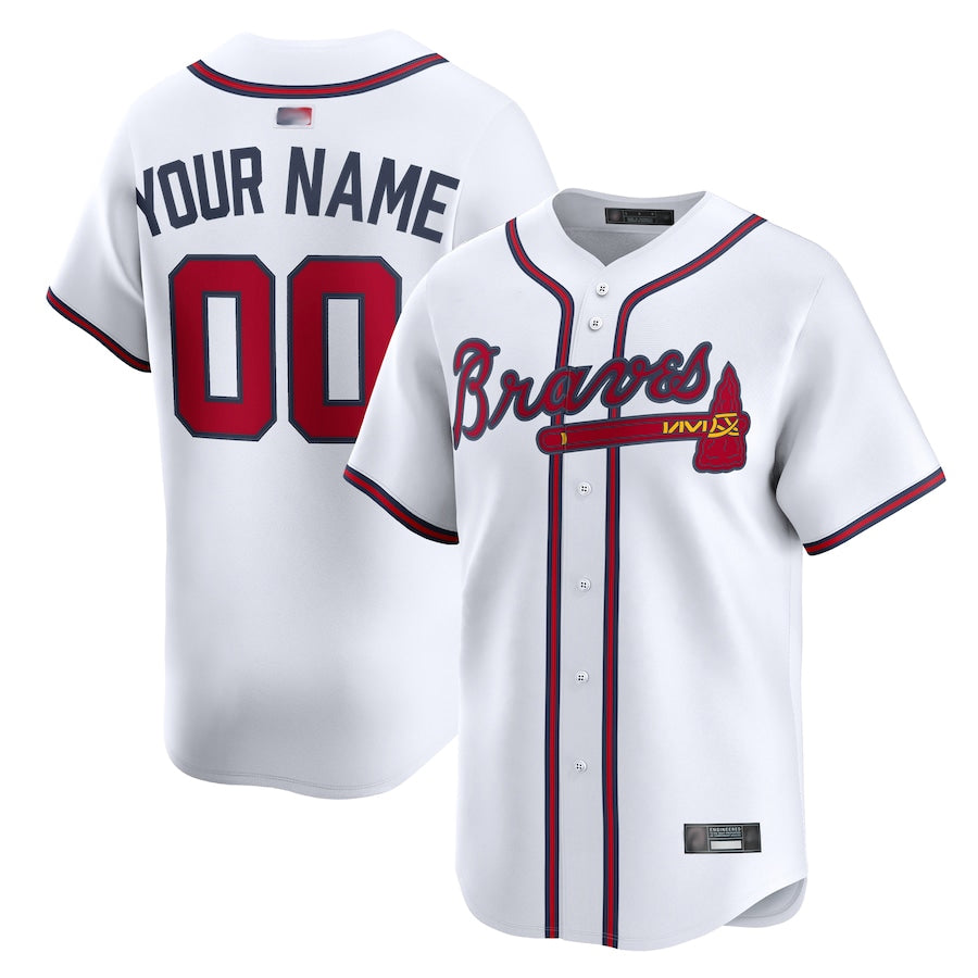 Custom A.Braves White Limited Home Game Baseball Jerseys