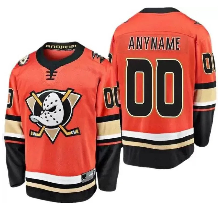 Custom A.Ducks Fanatics Home Breakaway Orange Hockey Jerseys