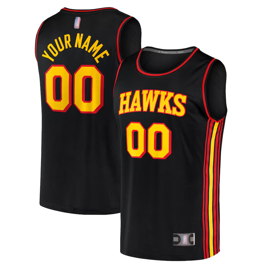 Custom A.Hawks Fanatics Black Fast Break Replica Statement Edition Basketball Jerseys
