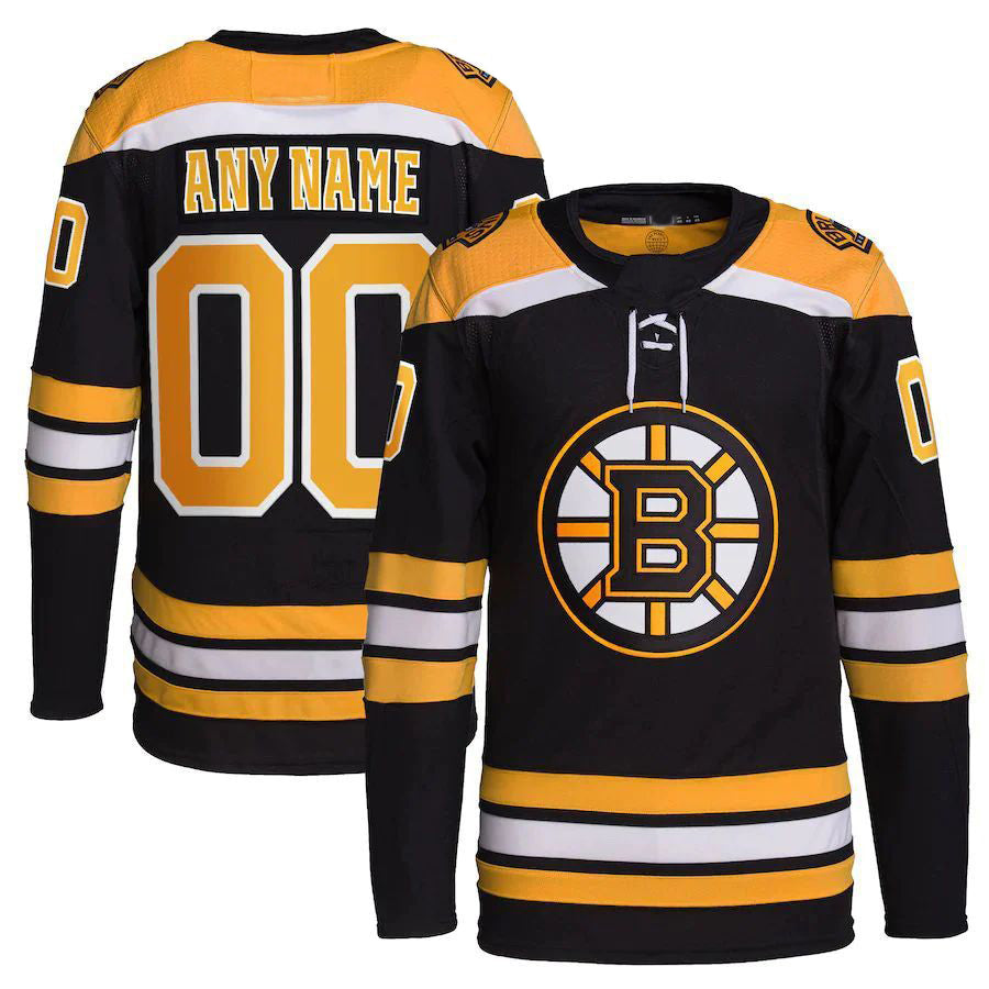 Custom B.Bruins Classic Fanatics Black Stitched Home Hockey Jerseys