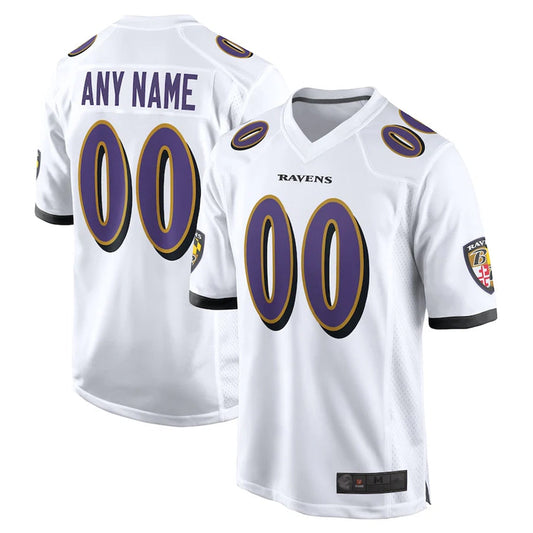Custom B.Ravens White Home Game Football Jerseys