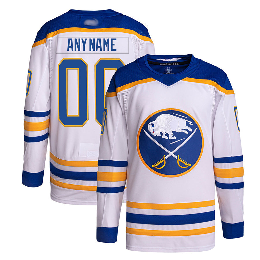 Custom B.Sabres Fanatics Breakaway White Home Hockey Jerseys