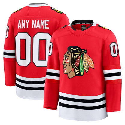 Custom C.Blackhawks Fanatics Home Premium Red Hockey Jerseys