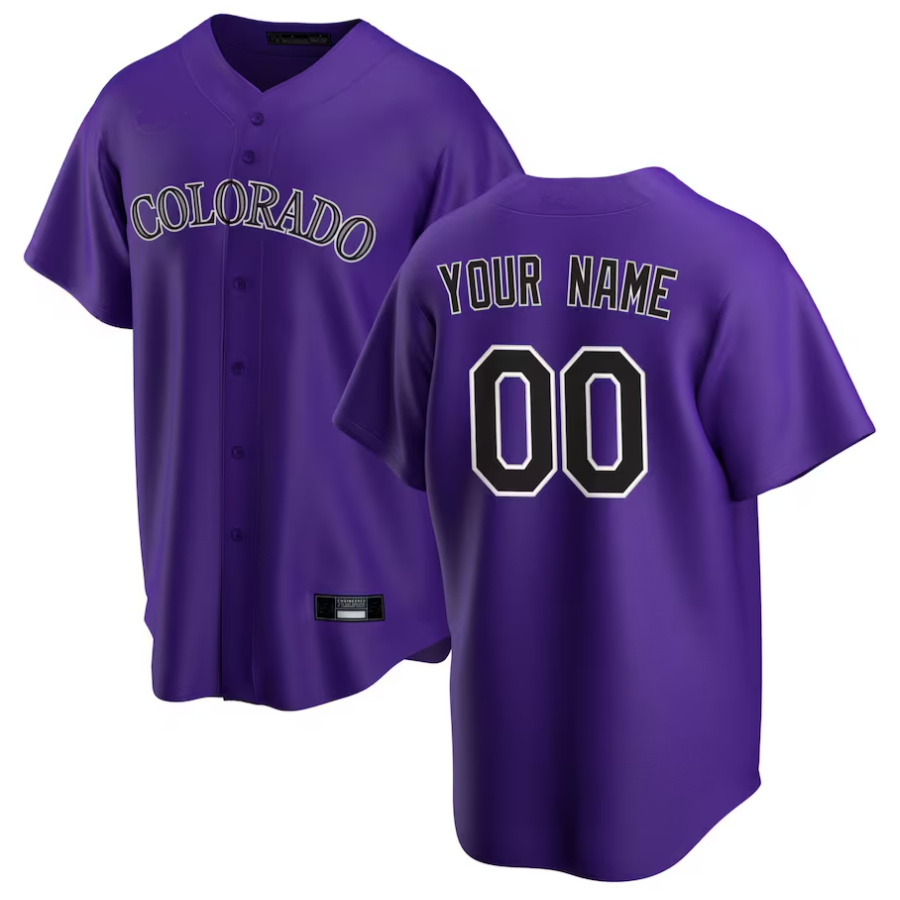 Custom C.Rockies Purple Alternate Replica Game Baseball Jerseys
