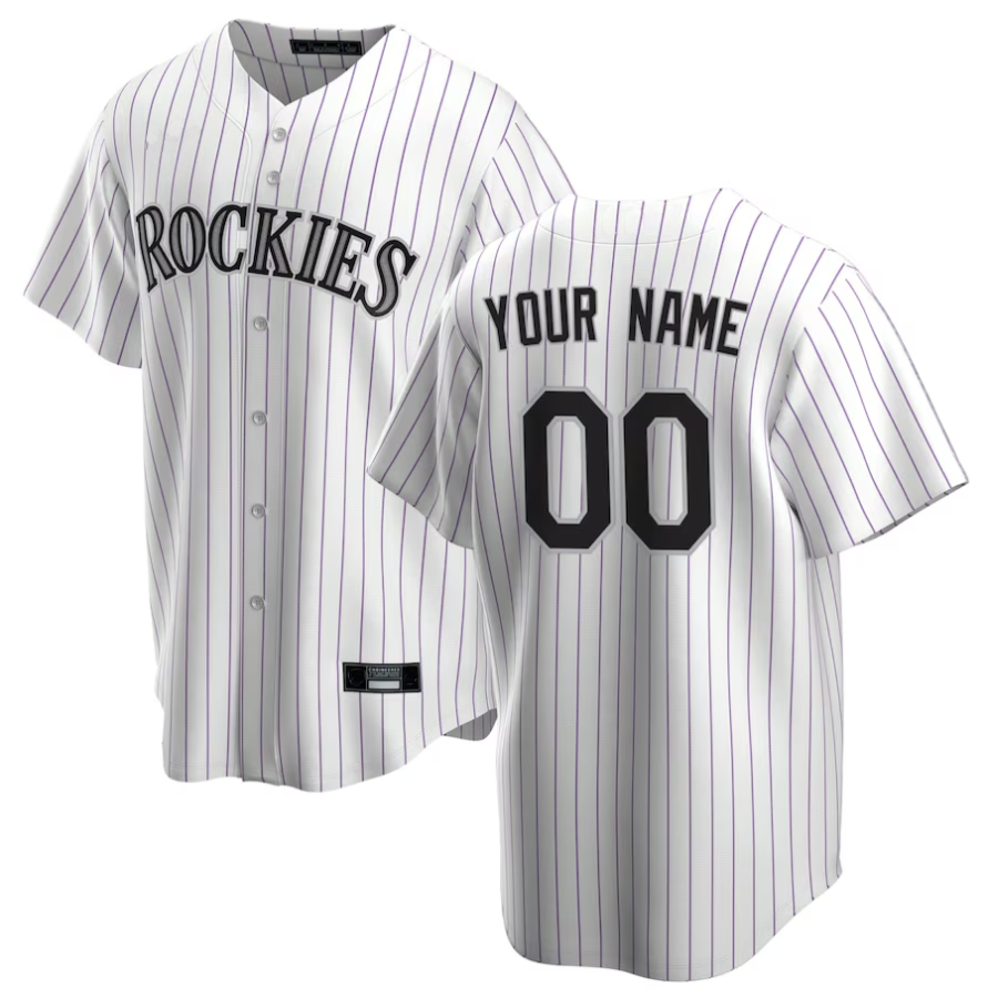 Custom C.Rockies White Home Replica Game Baseball Jerseys