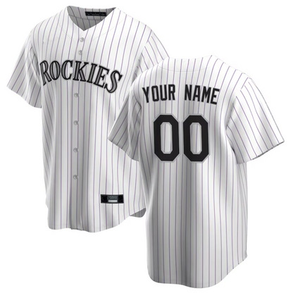 Custom C.Rockies White Home Replica Game Baseball Jerseys