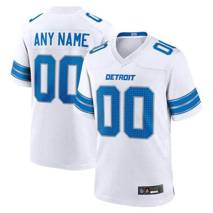 Custom D.Lions White Home Game Football Jerseys