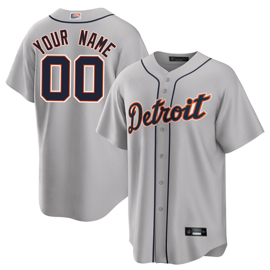 Custom D.Tigers Gray Home Game Baseball Jerseys