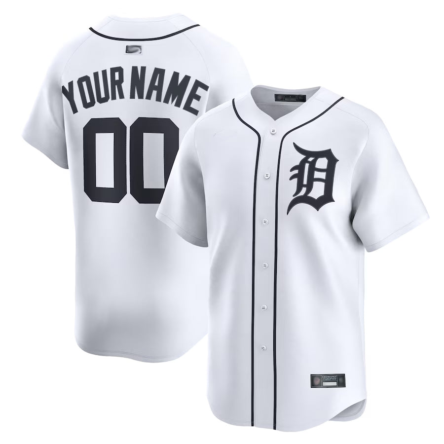 Custom D.Tigers White Home Limited Baseball Jerseys