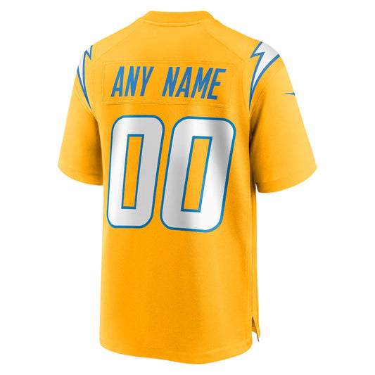 Custom LA.Chargers Gold Home Game Football Jerseys