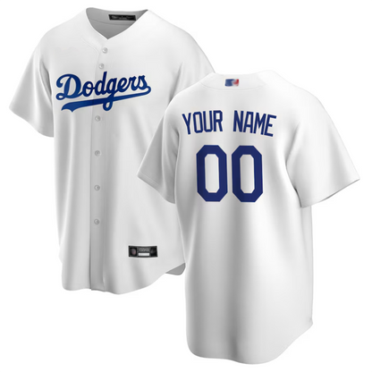 Custom LA.Dodgers White Home Replica Game Baseball Jerseys