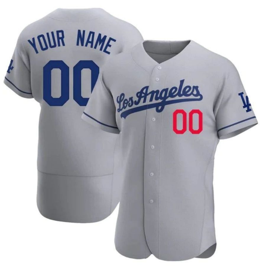 Custom LA.Dodgers Grey Elite Stitched Baseball Jerseys