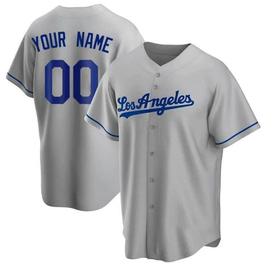 Custom LA.Dodgers Grey Game Stitched Baseball Jerseys