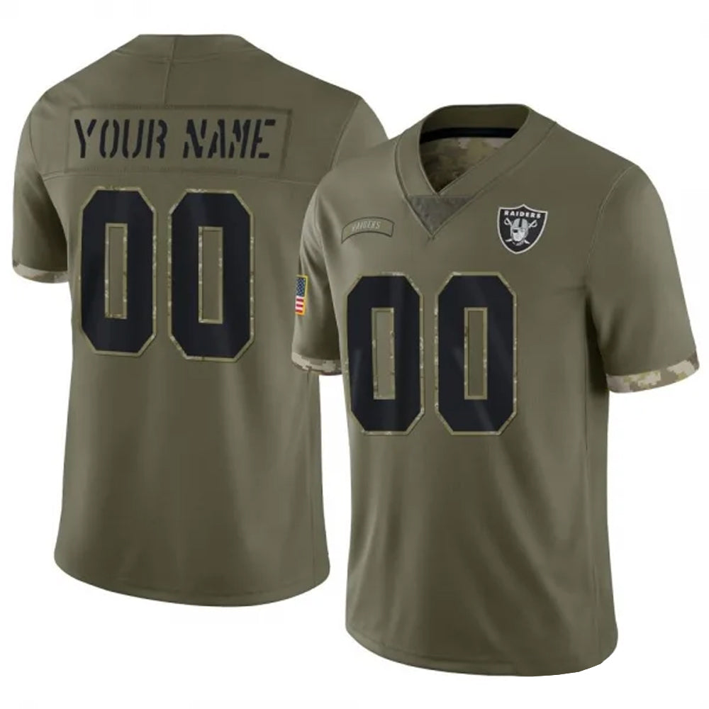 Custom LV.Raiders  Salute To Service Olive Football Jerseys