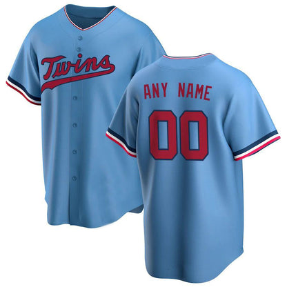 Custom M.Twins Light Blue Replica Baseball Jerseys