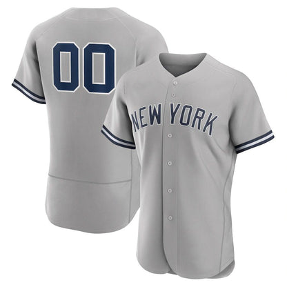 Custom NY.Yankees Gray Road Elite Baseball Jerseys