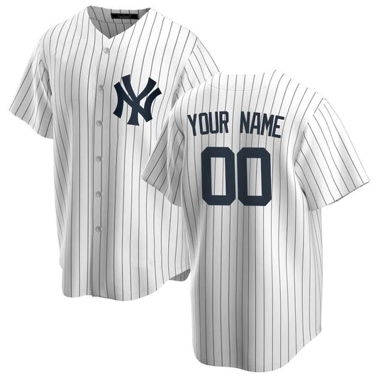 Custom NY.Yankees White Home Replica Baseball Jerseys
