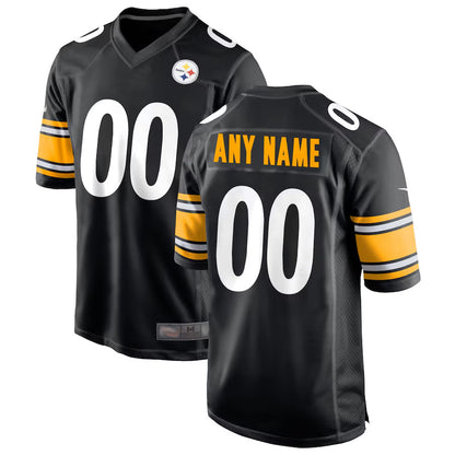 Custom P.Steelers Black Home Game Football Jerseys
