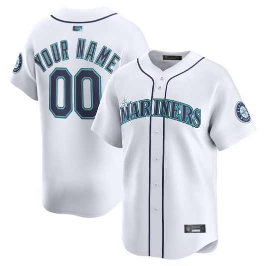 Custom S.Mariners White Home Limited Baseball Jerseys