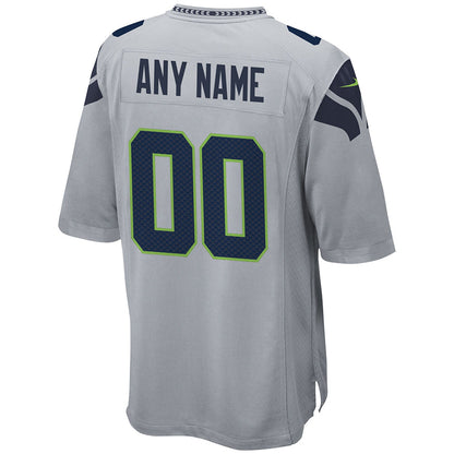 Custom S.Seahawks Gray Alternate Game Football Jerseys
