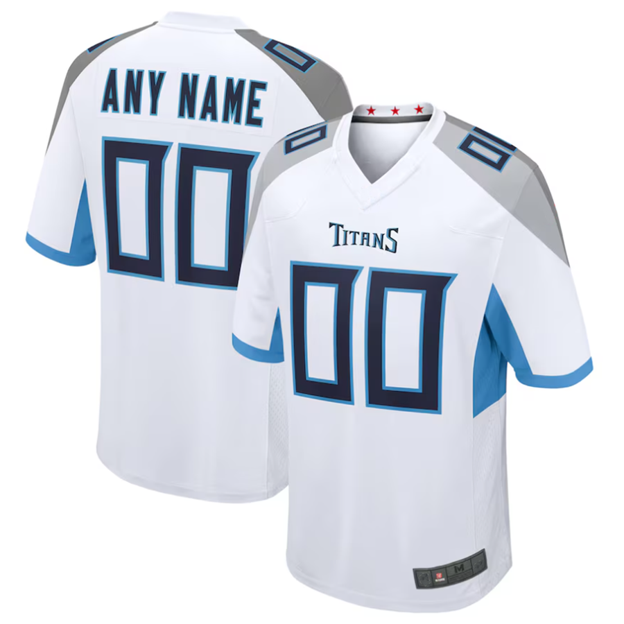 Custom T.Titans White Alternate Game Jersey -Stitched American Football Jerseys