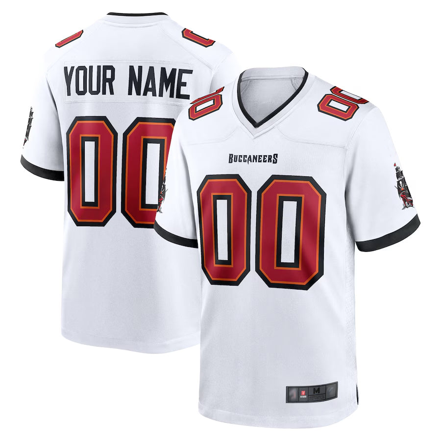Custom TB.Buccaneers White Replica Game Football Jerseys