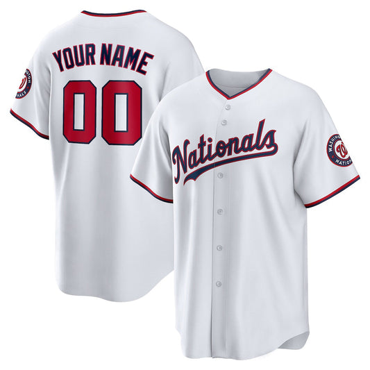 Custom W.Nationals White Replica Team Baseball Jerseys