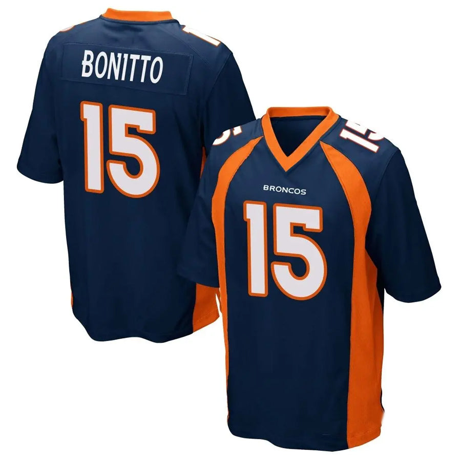 D.Broncos #15 Nik Bonitto Player Navy Game Football Jerseys