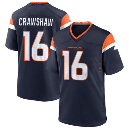 D.Broncos #16 Jeremy Crawshaw Player Navy Home Game Football Jerseys