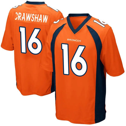 D.Broncos #16 Jeremy Crawshaw Player Orange Game Football Jerseys