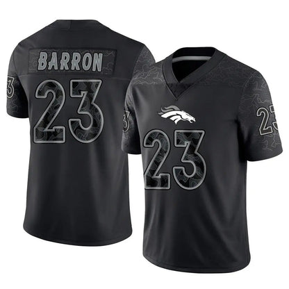 D.Broncos #23 Jahdae Barron Player Black RFLCTV Limited Football Jerseys