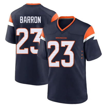 D.Broncos #23 Jahdae Barron Player Navy Home Game Football Jerseys