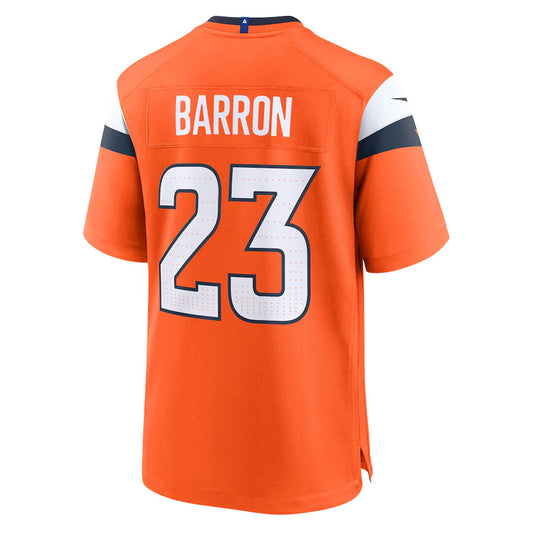 D.Broncos #23 Jahdae Barron Player Orange Home Game Football Jerseys