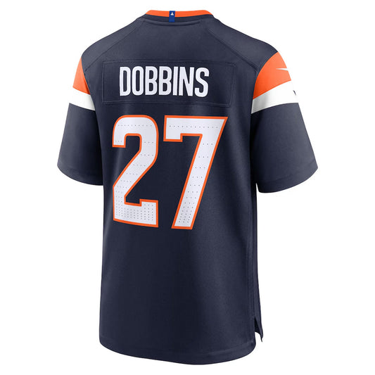 D.Broncos #27 J.K. Dobbins Player Navy Home Game Football Jerseys