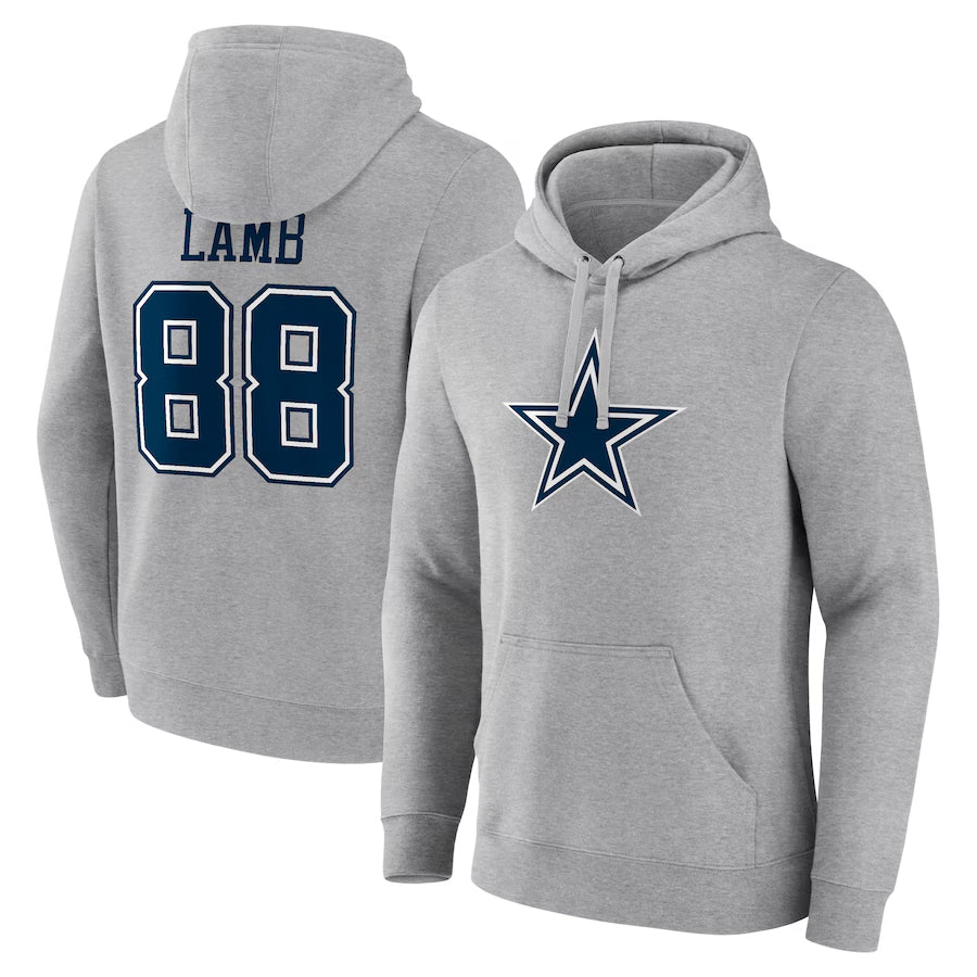 D.Cowboys #88 CeeDee Lamb Player Gray Icon Pullover Hoodie Game Football Jerseys