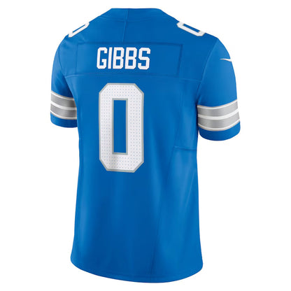 D.Lions #0 Jahmyr Gibbs Player Blue Vapor F.U.S.E. Limited Game Football Jerseys