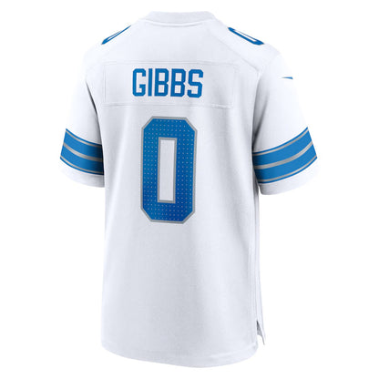 D.Lions #0 Jahmyr Gibbs Player White Home Game Football Jerseys