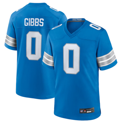 D.Lions #0 Jahmyr Gibbs Player Blue Home Game Football Jerseys