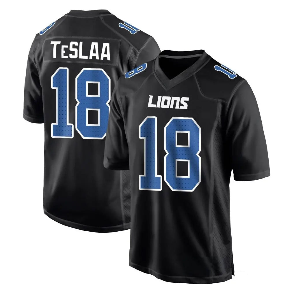 D.Lions #18 Isaac TeSlaa Player Black Limited Fashion Football Jerseys