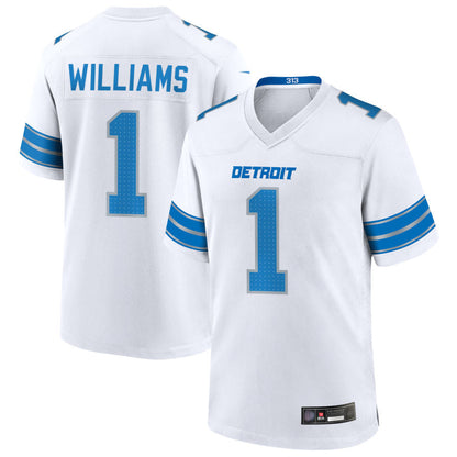D.Lions #1 Jameson Williams Player White Home Game Football Jerseys
